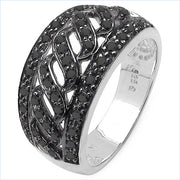 Bids.com 0.54 Carat Genuine Black Diamond .925 Sterling Silver Ring Rings