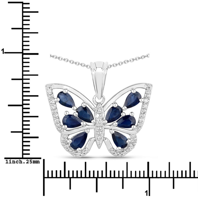 Bids.com 1.67 Carat Genuine Blue Sapphire and White Zircon .925 Sterling Silver Pendant Pendants