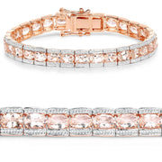 Bids.com 18K Rose Gold Plated 11.60 Carat Genuine Morganite .925 Sterling Silver Bracelet Bracelets