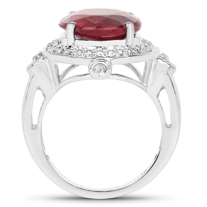 Bids.com 8.64 Carat Dyed Ruby & White Topaz .925 Sterling Silver Ring Rings