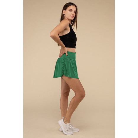 Wide Band Tennis Skirt with Zippered Back Pocket