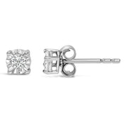 Bids.com .925 Sterling Silver 1/10 Cttw Round Brilliant-Cut Lab Grown Diamond Miracle-Set Stud Earrings (F-G Color, VS1-VS2 Clarity) Earrings