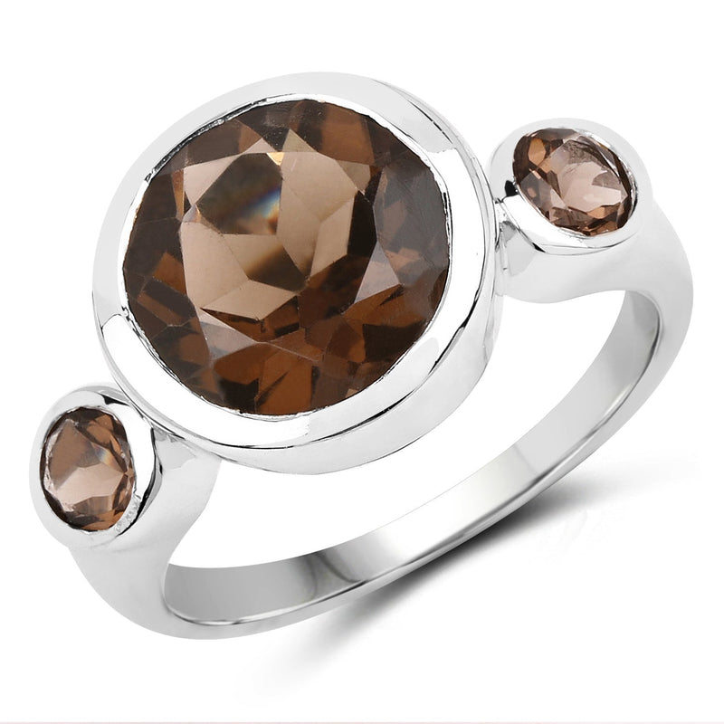 Bids.com 3.56 Carat Genuine Smoky Quartz .925 Sterling Silver Ring Rings