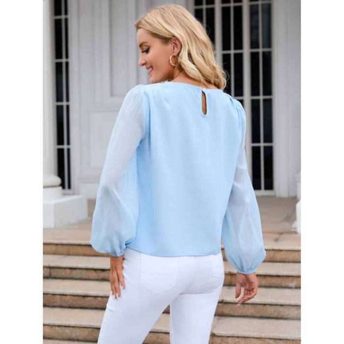 Round Neck Long Sleeve Blouse