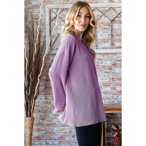 Heimish Round Neck Dropped Shoulder Blouse