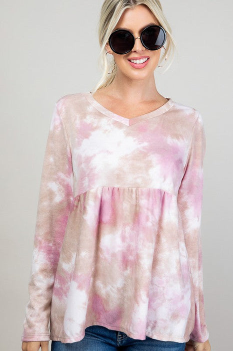 Plus Cloud Tie Dye Babydoll Top