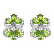Bids.com 8.77 Carat Genuine Peridot & White Topaz .925 Sterling Silver Earrings Earrings