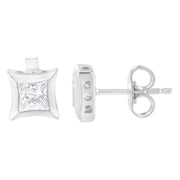 Bids.com 10K White Gold 1/2 Cttw Invisible Set Princess-Cut Diamond Stud Earrings (H-I Color, SI2-I1 Clarity) Earrings
