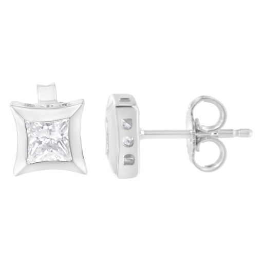 Bids.com 10K White Gold 1/2 Cttw Invisible Set Princess-Cut Diamond Stud Earrings (H-I Color, SI2-I1 Clarity) Earrings