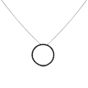 Bids.com .925 Sterling Silver 4.0 Cttw Black Diamond Open Hoop Circle 18" Pendant Necklace (Black Color, I2-I3 Clarity) Necklaces