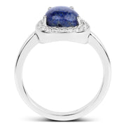 Bids.com 2.03 Carat Genuine Lapis And White Topaz .925 Sterling Silver Ring Rings