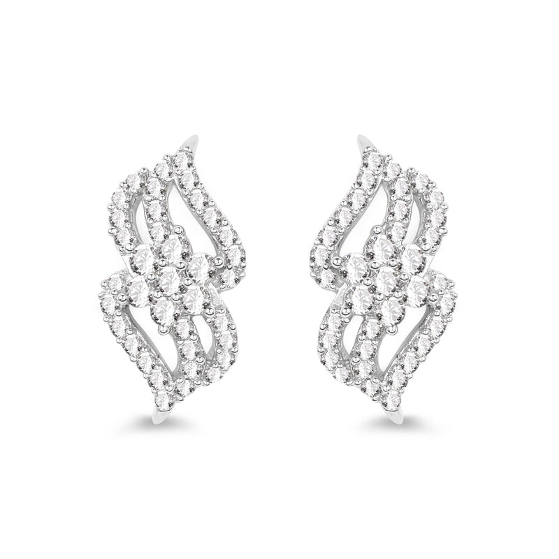 Bids.com 0.68 Carat Genuine White Diamond 14K White Gold Earrings (G-H Color, SI1-SI2 Clarity) Earrings