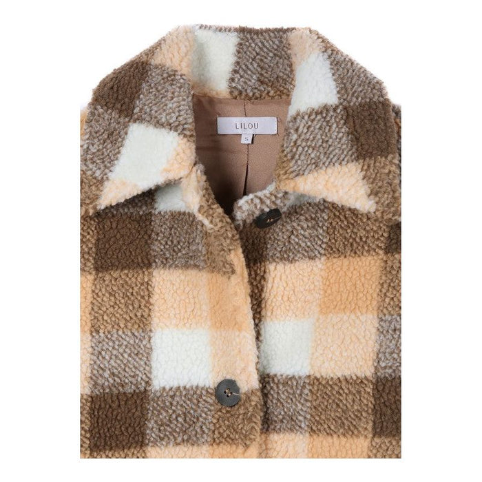 Plaid Sherpa Jacket With Pockets