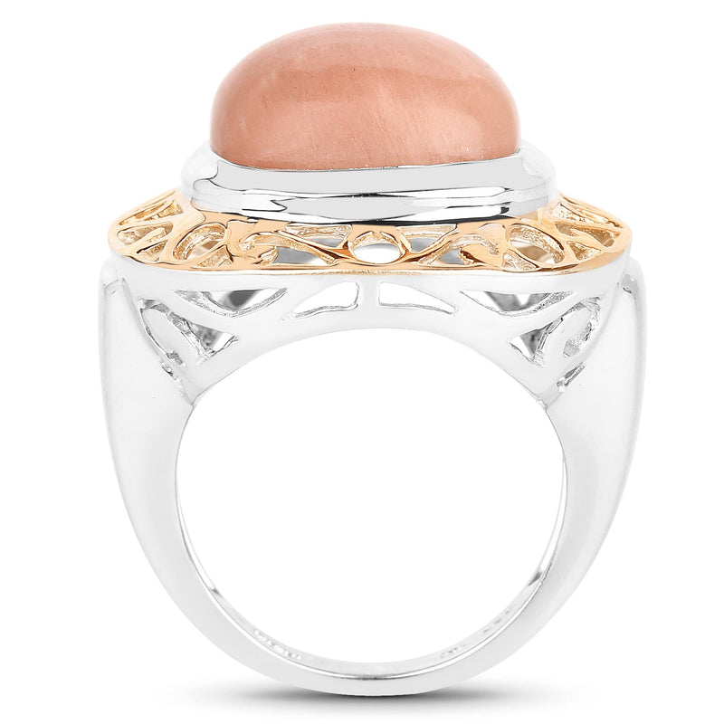 Bids.com Two Tone Plated 12.80 Carat Genuine Moonstone .925 Sterling Silver Ring Rings