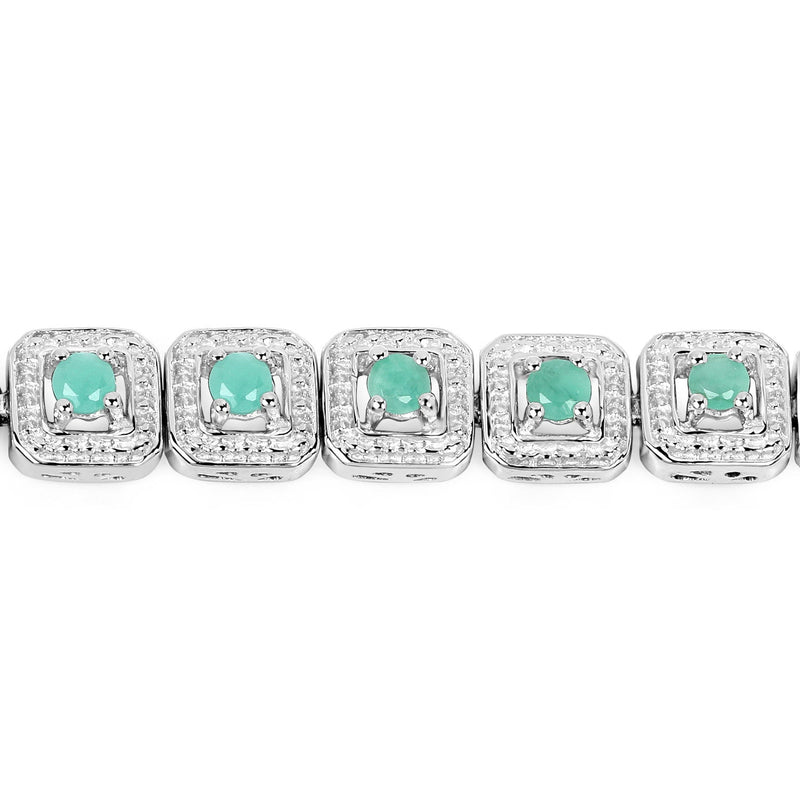 Bids.com 2.40 Carat Genuine Emerald .925 Sterling Silver Bracelet Bracelets