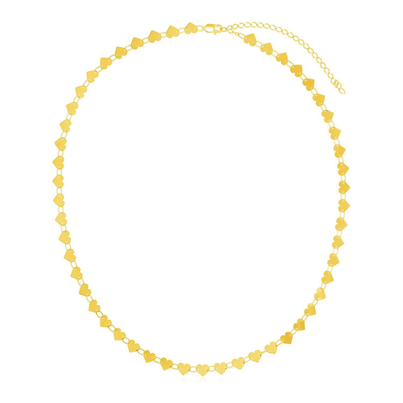 Bids.com 14k Yellow Gold Mirrored Heart Chain Necklace Necklaces