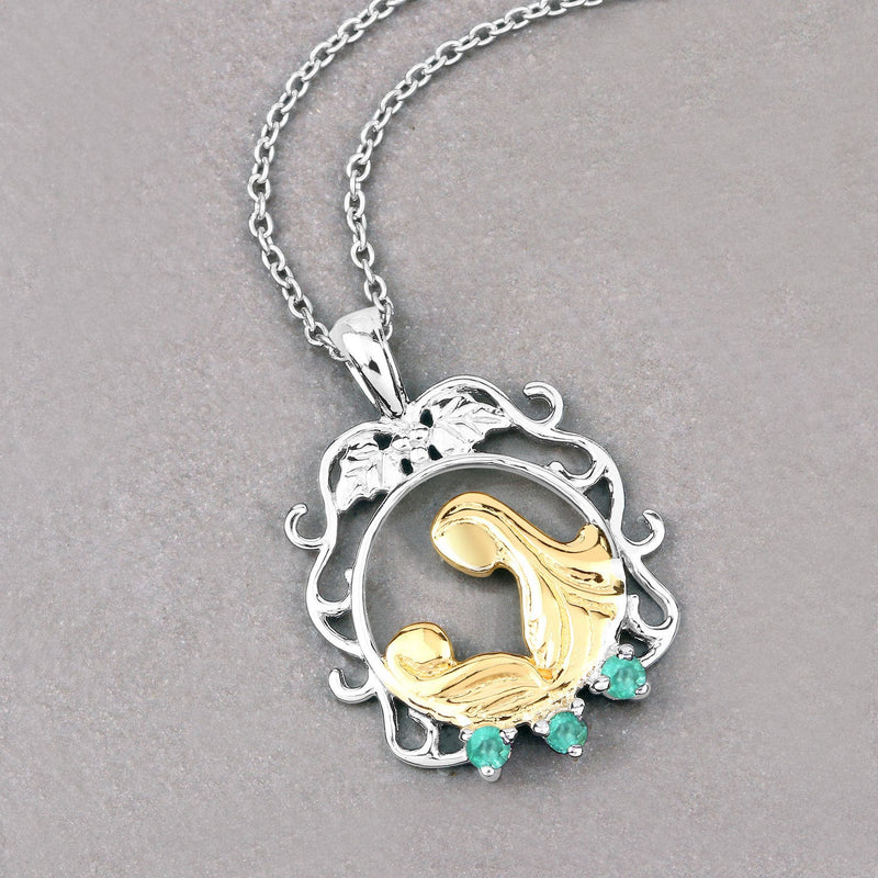 Bids.com 0.09 Carat Genuine Emerald .925 Sterling Silver Pendant Pendants