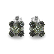 Bids.com 2.91 Carat Genuine Green Amethyst, White Sapphire & Green Diamond .925 Sterling Silver Earrings Earrings