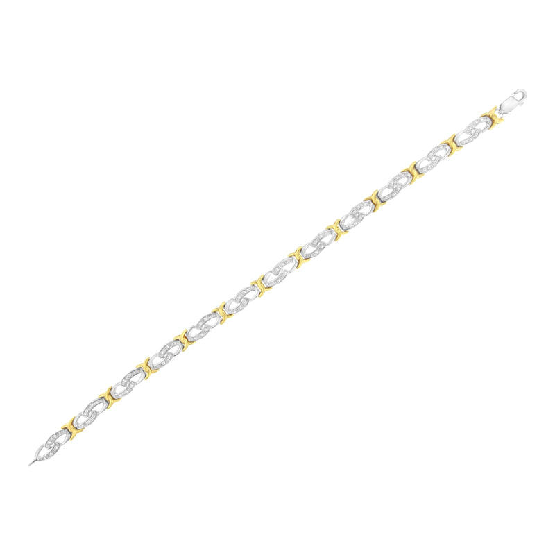 Bids.com 10k Yellow Gold Plated Sterling Silver 1/4 cttw Diamond Infinity and X Link Bracelet (I-J Clarity, I2-I3 Color) - Size 7.25" Bracelets