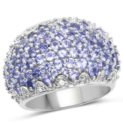 Bids.com 3.01 Carat Genuine Tanzanite and White Diamond .925 Sterling Silver Ring Rings