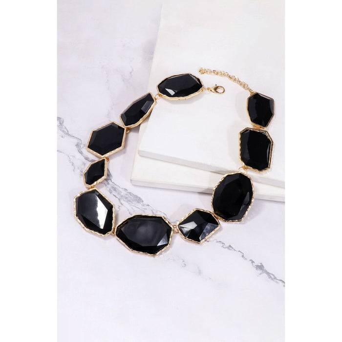 Geometrical Shape Zinc Alloy Frame Resin Necklace