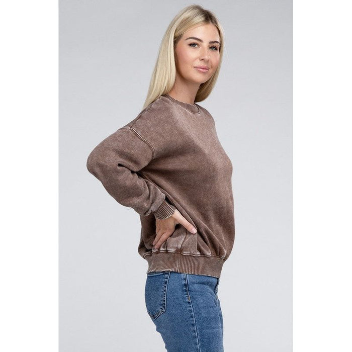 Acid Wash Fleece Oversized Pullover