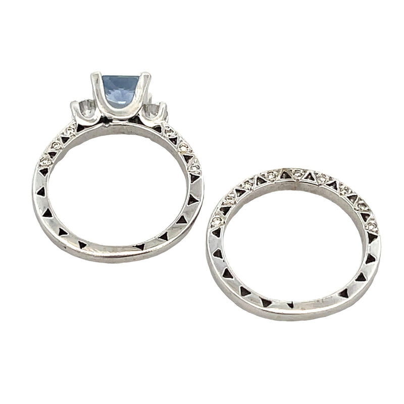 Bids.com Antique Style Engagement Ring Set 14KT White Gold Rings
