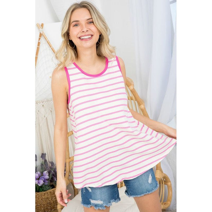 Plus Terry Stripe Tank Top