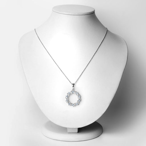 Bids.com 1.10 Carat Genuine Aquamarine and White Topaz .925 Sterling Silver Pendant Pendants