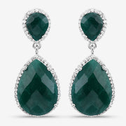 Bids.com 19.42 Carat Dyed Emerald and White Topaz .925 Sterling Silver Earrings Earrings