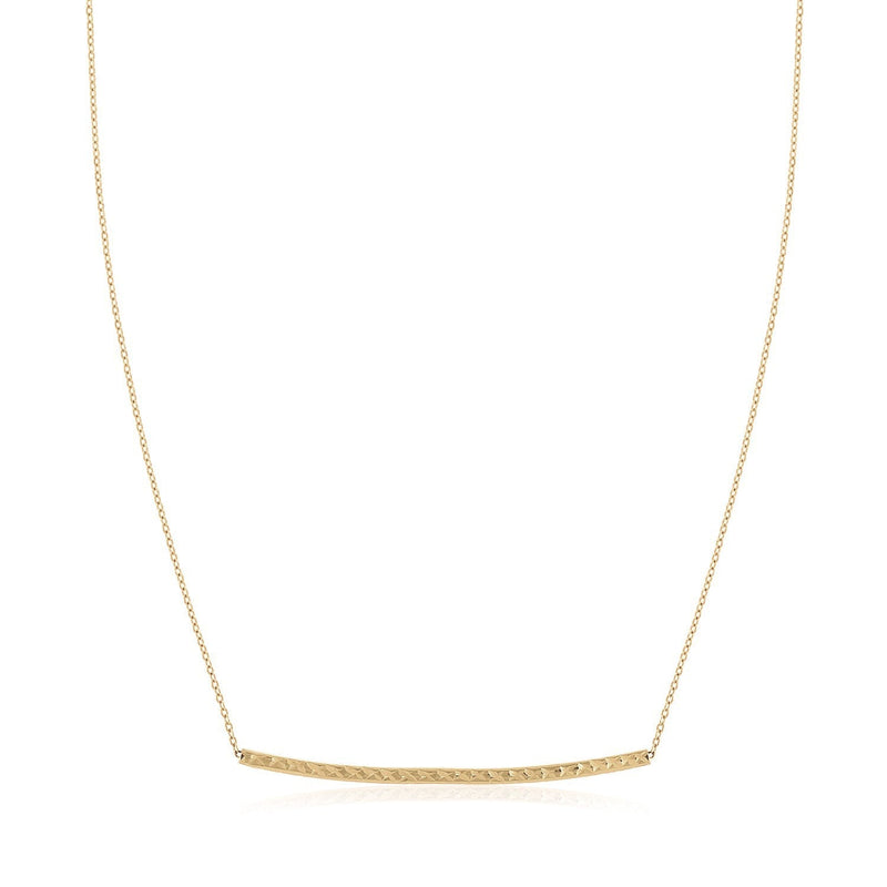 Bids.com 14k Yellow Gold Thin Textured Bar Necklace Necklaces