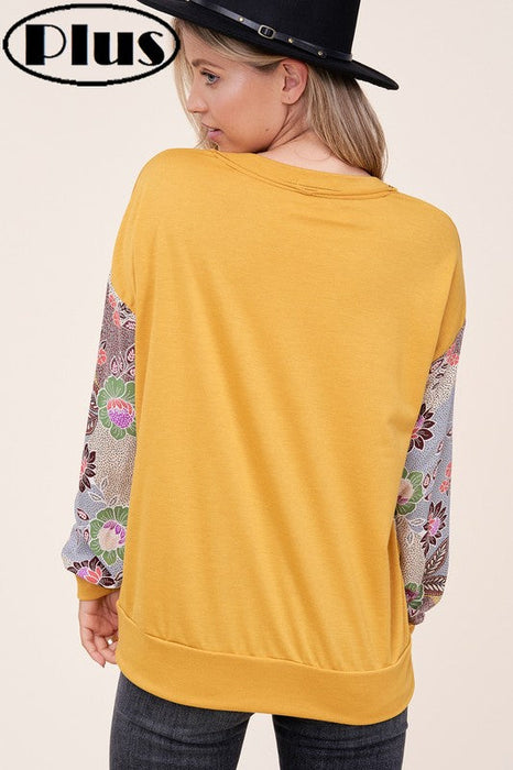 Plus Woven Floral Mixed Top