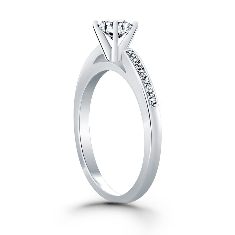 Bids.com 14k White Gold Diamond Channel Cathedral Engagement Ring Rings
