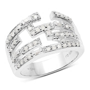 Bids.com 0.60 Carat Genuine White Diamond .925 Sterling Silver Ring Rings