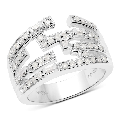 Bids.com 0.60 Carat Genuine White Diamond .925 Sterling Silver Ring Rings