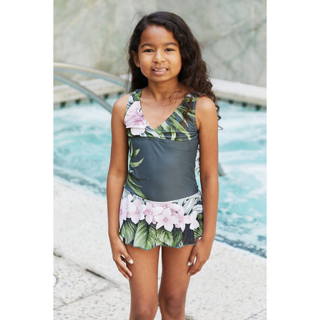 Marina West Swim Kid's Clear Waters Swim Dress in Aloha Forest