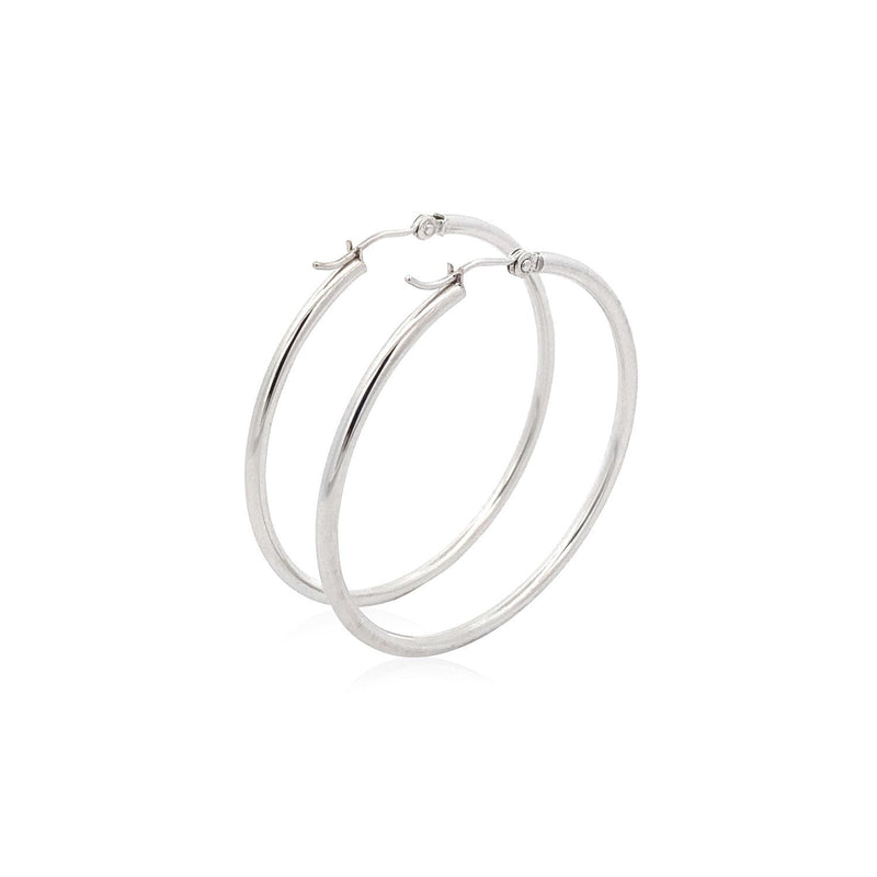 Bids.com 14k White Gold Polished Hoop Earrings (40 mm) Earrings