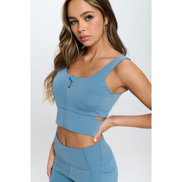 Zip Up Crop Sports Tank Top Set