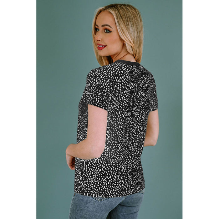 Animal Print Round Neck Short Sleeve T-Shirt