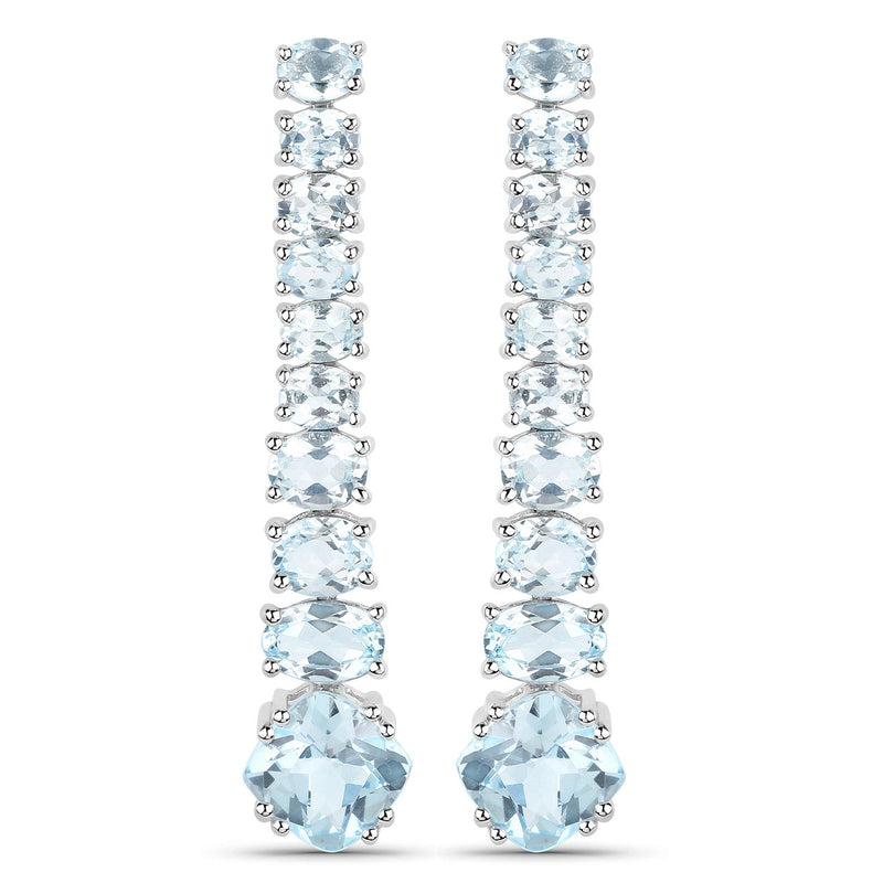 Bids.com 18K White Gold Plated 8.52 Carat Genuine Blue Topaz .925 Sterling Silver Earrings Earrings