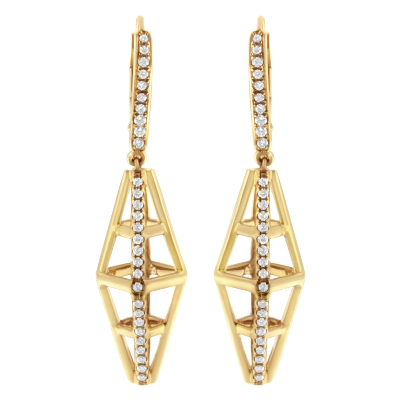 Bids.com 14K Yellow Gold 5/8 Cttw Diamond Geometrical Pillar Drop and Dangle Earrings (G-H Color, SI1-SI2 Clarity) Earrings