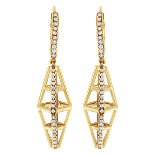 Bids.com 14K Yellow Gold 5/8 Cttw Diamond Geometrical Pillar Drop and Dangle Earrings (G-H Color, SI1-SI2 Clarity) Earrings