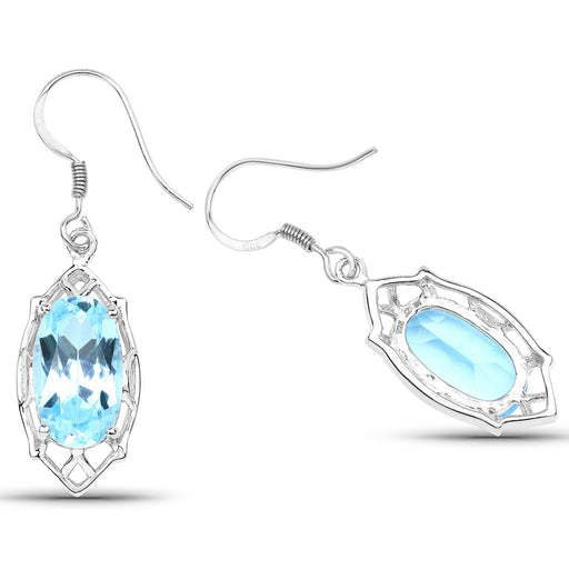 Bids.com 13.68 Carat Genuine Blue Topaz .925 Sterling Silver Earrings Earrings