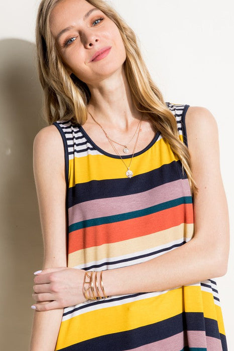 Multi Stripe Jersey Tank Top