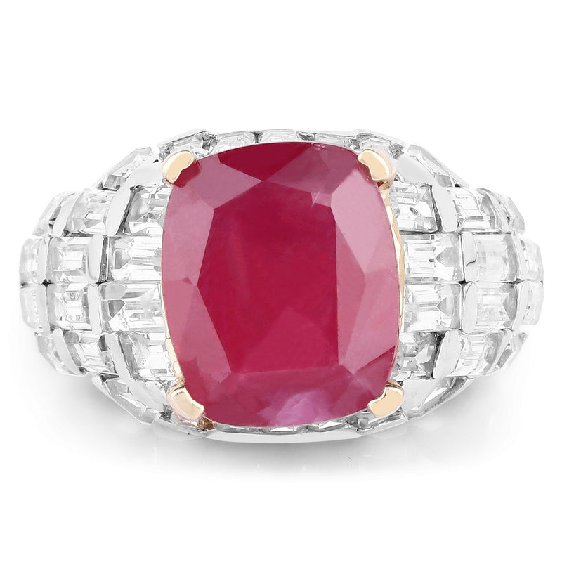Bids.com 14K Yellow Gold Plated 10.76 Carat Glass Filled Ruby and White Topaz .925 Sterling Silver Ring Rings
