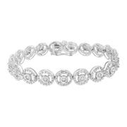 Bids.com .925 Sterling Silver 1.0 Cttw Diamond Nested Circle Miracle Set Open Wheel 7" Fashion Link Bracelet (I-J Color, I3 Clarity) Bracelets