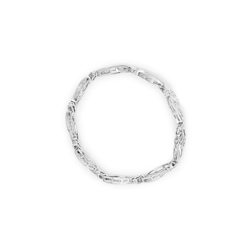 Bids.com 14K White Gold 4.0 Cttw Invisble Set Princess-Cut Diamond Wave Style Link Bracelet (H-I Color, SI2-I1 Clarity) - 7" Bracelets