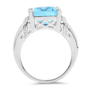 Bids.com 8.89 Carat Genuine Swiss Blue Topaz .925 Sterling Silver Ring Rings