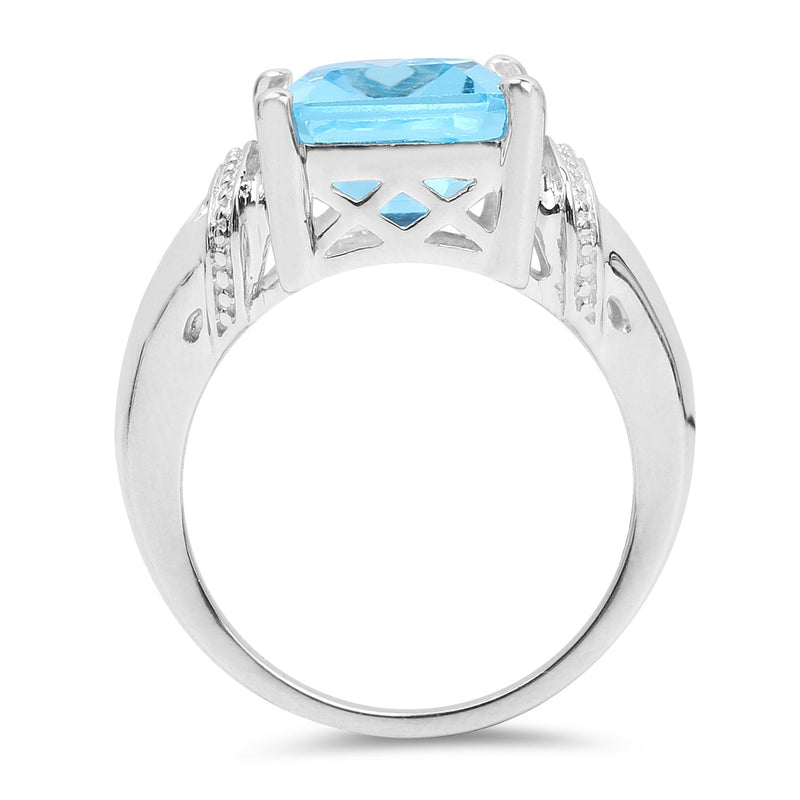 Bids.com 8.89 Carat Genuine Swiss Blue Topaz .925 Sterling Silver Ring Rings