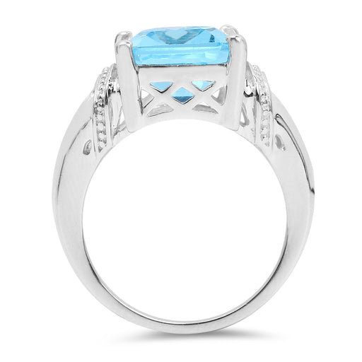 Bids.com 8.89 Carat Genuine Swiss Blue Topaz .925 Sterling Silver Ring Rings